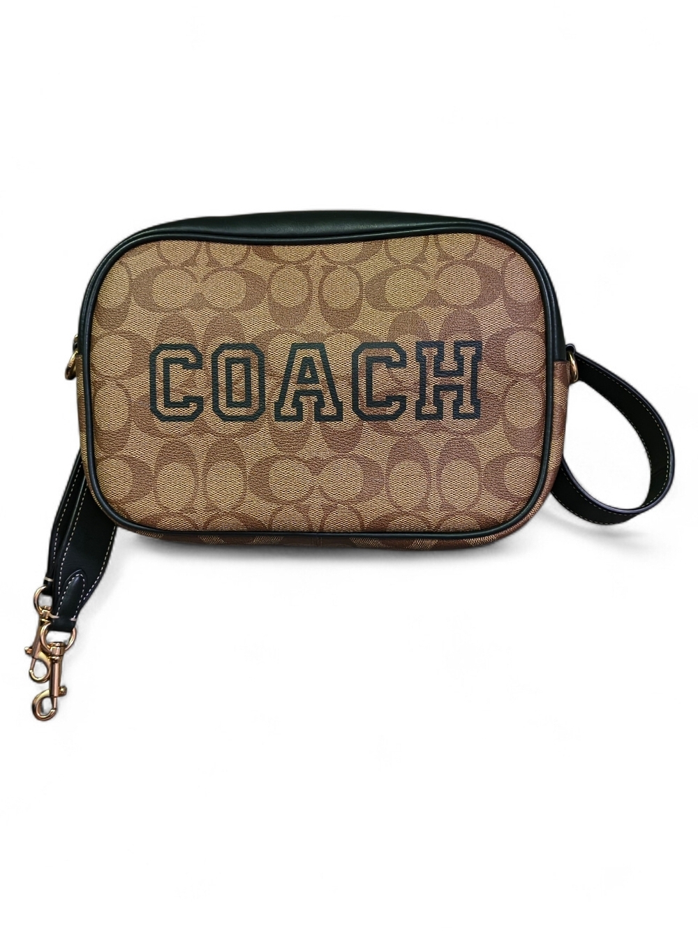 NWOT Coach Teri Mini Crossbody Bag Signature Canvas Varsity Graphic Tan Black